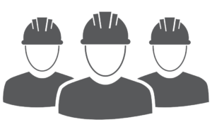 illustration représentant un groupe de mineurs, tête et buste